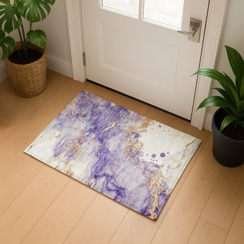 Tapis moderne lavable à la machine de qualité supérieure AMF1794, Rectangle 1 pi 8 po x 2 pi 6 po
