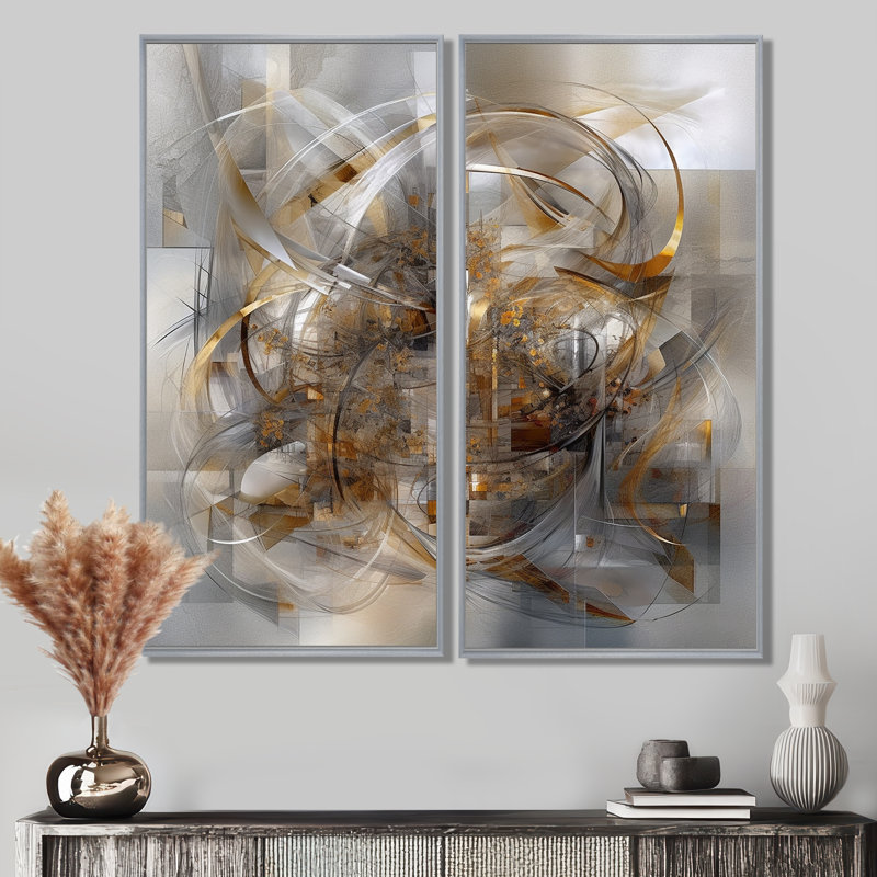 Faye - Abstract Marble Canvas Wall Art, 32" H x 32" W, Framed Print without Mat, Silver