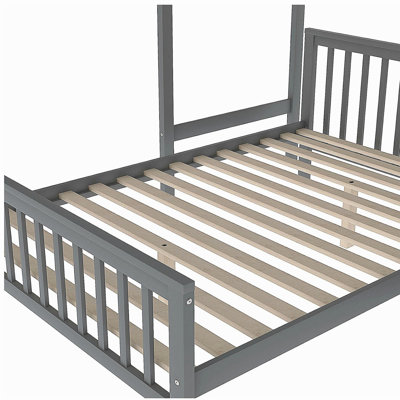 Twin over Full Loft Bed with Staircase,Gray(OLD SKU:SM000107AAE)