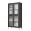 Armoire de rangement classique en métal avec 4 portes en verre et 4 tablettes, idéale pour la présentation et l'organisation dans la maison et le bureau.
