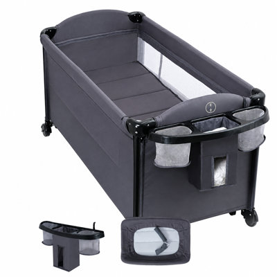 5-in-1 Foldable Baby Bassinet Bedside Crib with Diaper Changer, Storage Shelf, and Comfort Mattress – Portable Sleeper for Newborn to Toddler, Easy to Move and Store