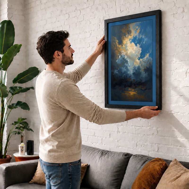 Towering Cloudscape Romantic - Framed Print, A1 - 84.1 x 59.4 cm, Black