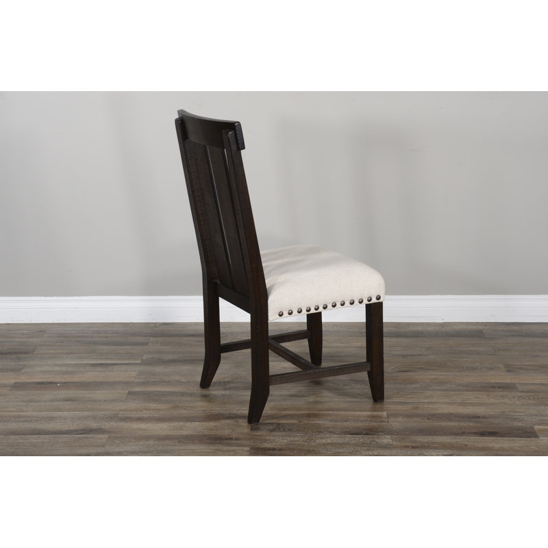 Charlise 18'' H Upholstered Mahogany Side Chair, Tan/Black