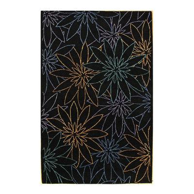Floral Area Rug in Black