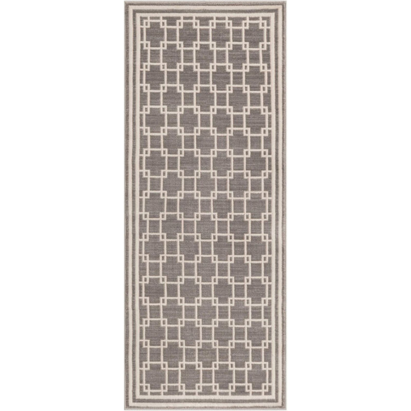Tapis de couloir contemporain gris Ogorman, Tapis de couloir 2 pi x 5 pi 1 po