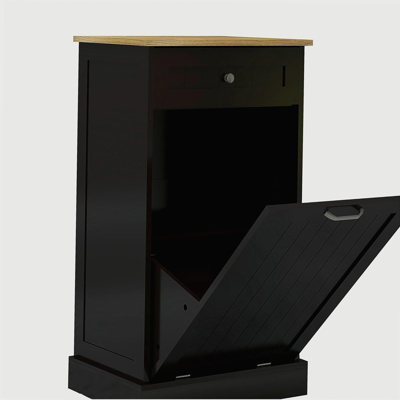 One Drawers and One-Compartment Tilt-Out Trash Cabinet Kitchen Trash Cabinet-Black