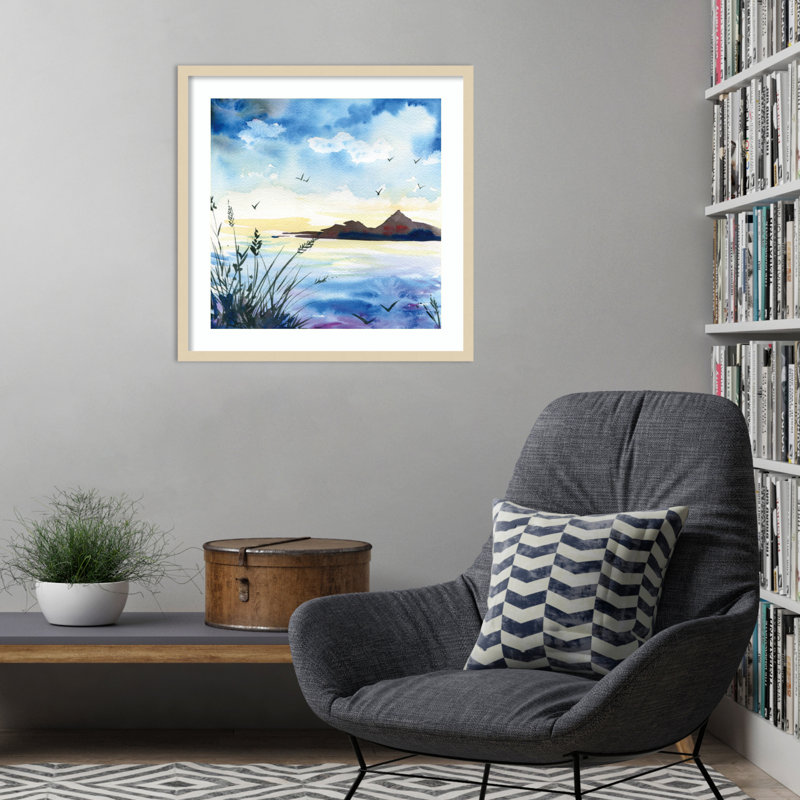 «Lake at Dusk» par Kristy Rice, reproduction d'art encadrée sur bois, H 25 po x l 25 po