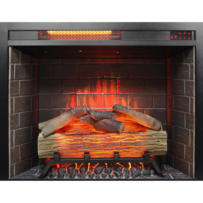 Electric Fireplace With 3D Flame Effect - 28 Inch Infrared, 1500W Heat, 4 Colors, Adjustable Brightness & Speed, Double , Wall Mount Or Insert Infrared Inch, Brightness, Timing Function, Vent