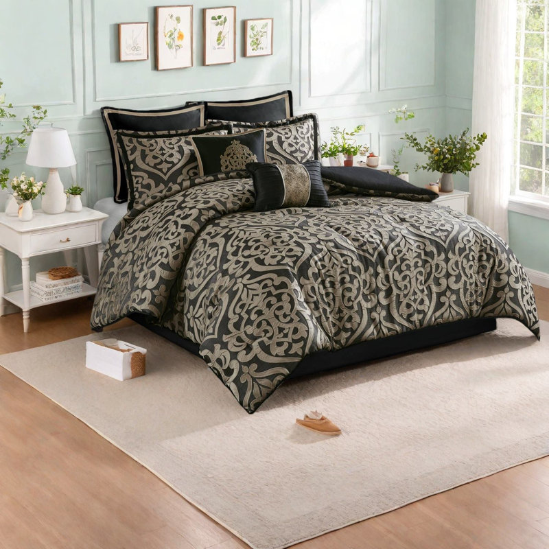 Pièces de literie très grand californien, jacquard en polyester damassé pour maison moderne
