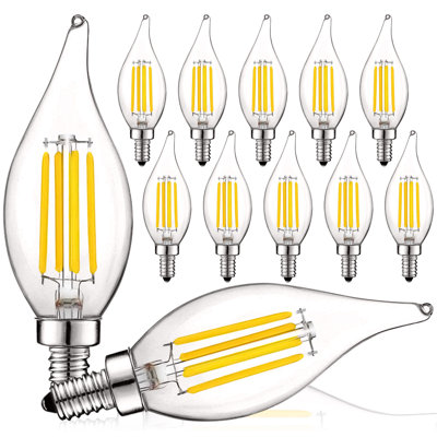 5 Watt (60 Watt Equivalent), CA11 LED, Dimmable, Natural White (3500K), E12/Candelabra Base -  Luxrite, LR21646-12PK