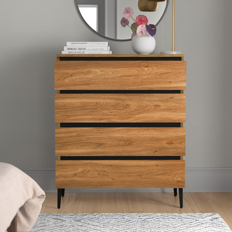 Commode urbaine 4 tiroirs l 36 po Carlissa, Chêne anglais