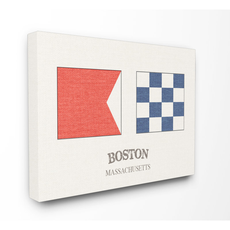 « boston nautique flags », impression, Giclée encadrée noir minuit, H 16 po x l 20 po
