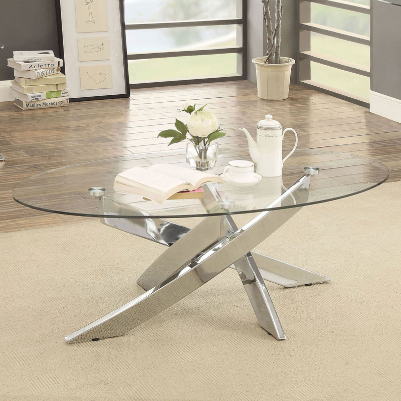 Table basse contemporaine 46,6 ", chrome