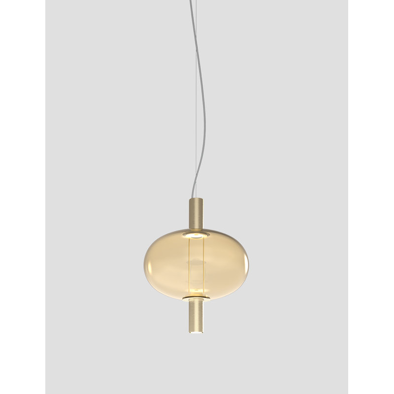Riflesso Suspension 2L1 Amber Transparent Matt Gold 3 L2221 Ul, Amber Transparent, Matte Gold, 2700 Kelvins