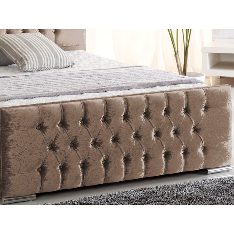 Lula Upholstered Bed, Single (3'), Truffle Crush Velvet