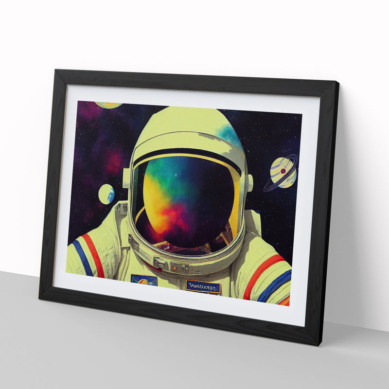 Colourful Astronaut Vol.2 - Framed Print, 46cm H x 64cm W x 2cm D, Black