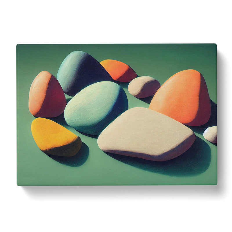 Selection Of River Pebbles - Wrapped Canvas, 50cm H x 76cm W x 3cm D