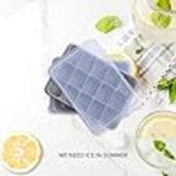 Ice Cube Trays Set Of 2, Easy Release 15 Flexible Silicone Ice Cube Moulds With Removable Lid Reusable Freezer Ice Trays Stackable For Whiskey, Baby Food, BPA Free 