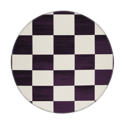Checkered Beige Indoor and Outdoor Area Rug
