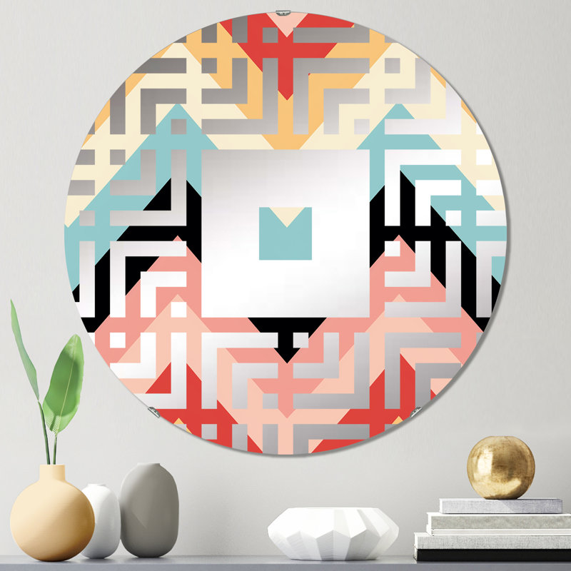 Tribal Fusion Chevron Pattern - Square Wall Mirror, 23.6" x 23.6"