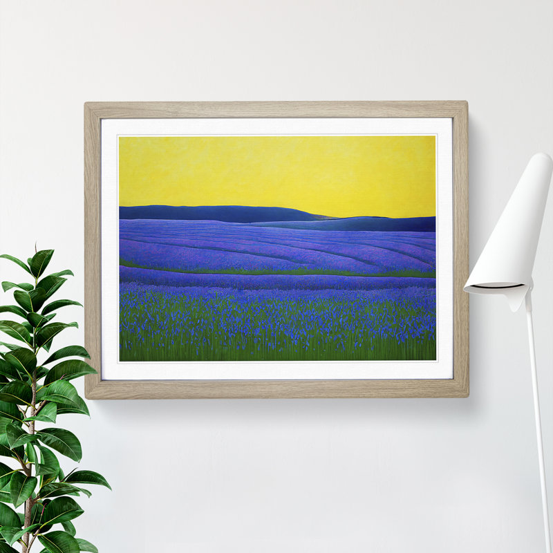 Joyous Absract Bluebell Field - Framed Print, 25cm H x 34cm W x 2cm D, Oak