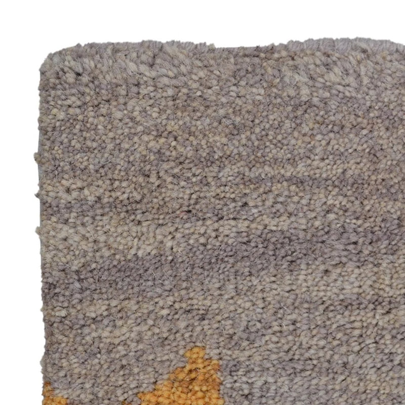 Tapis d'intérieur rectangulaire en laine beige et marron, fait main, noué à la main, à motifs floraux.