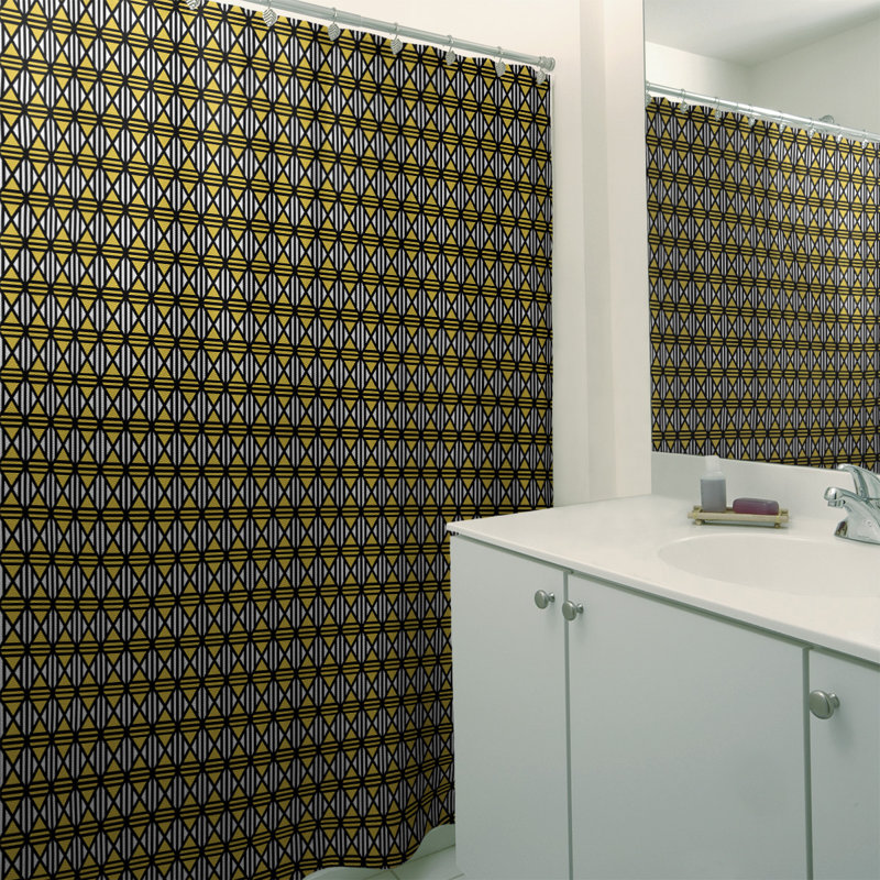 Rideau de douche simple à motif de losanges doublé classique, Jaune