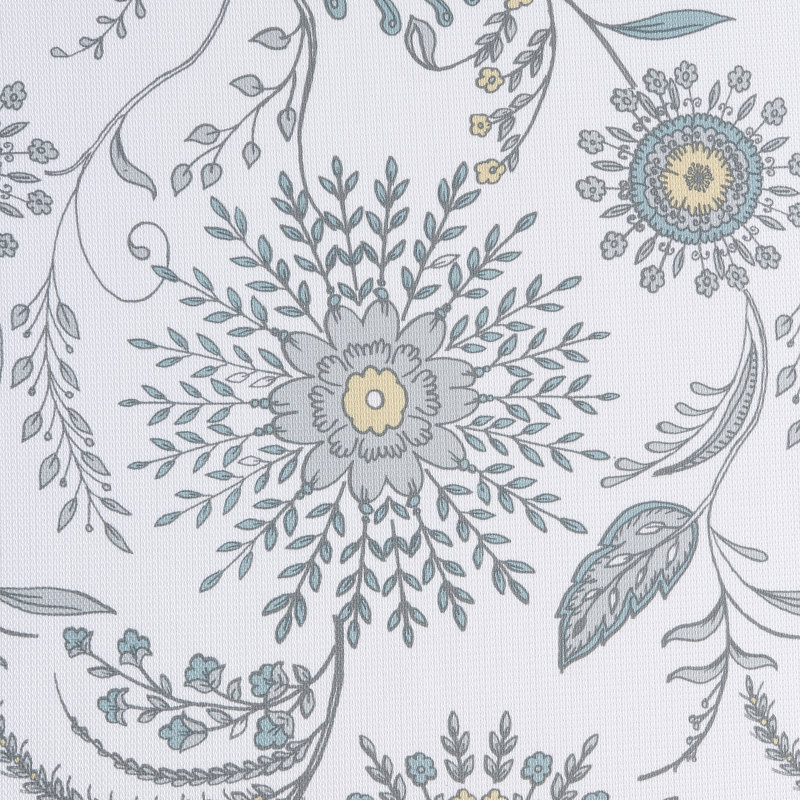 Lawerence Medallion Floral Semi-Sheer Grommet Curtain Panel, 40" W x 63" L