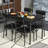 5 Piece Dining Table Set for 4, Rectangular Wood Metal Kitchen Table with 4 Upholstered Chairs, Space Saving Compact Dining Set for Small Apartment Studio