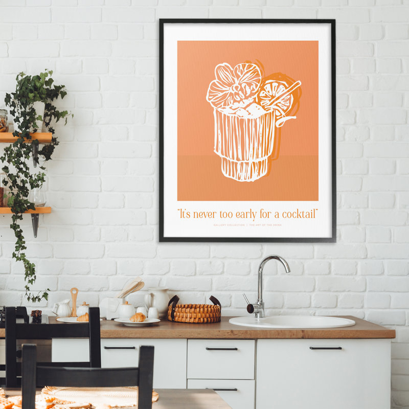 «Never Too Early For Cocktail», estampe numérique giclée par Designed, Giclée encadrée noir minuit, H 30 po x l 24 po