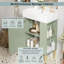 Meuble-lavabo vert 21,6 po, armoire combinée, meuble de rangement pour salle de bain, lavabo simple en céramique, rangement sur le côté droit-116234267