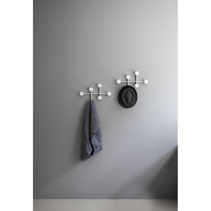 Afteroom Studio 6 - Hook Wall Mounted Coat Rack, Powder Coated White