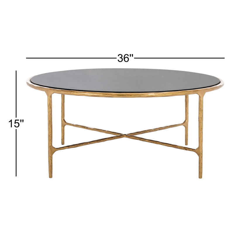 Table basse Evelynn, Laiton, Marbre, Black Marble