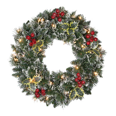 Faux Lighted Pine 24'' Wreath