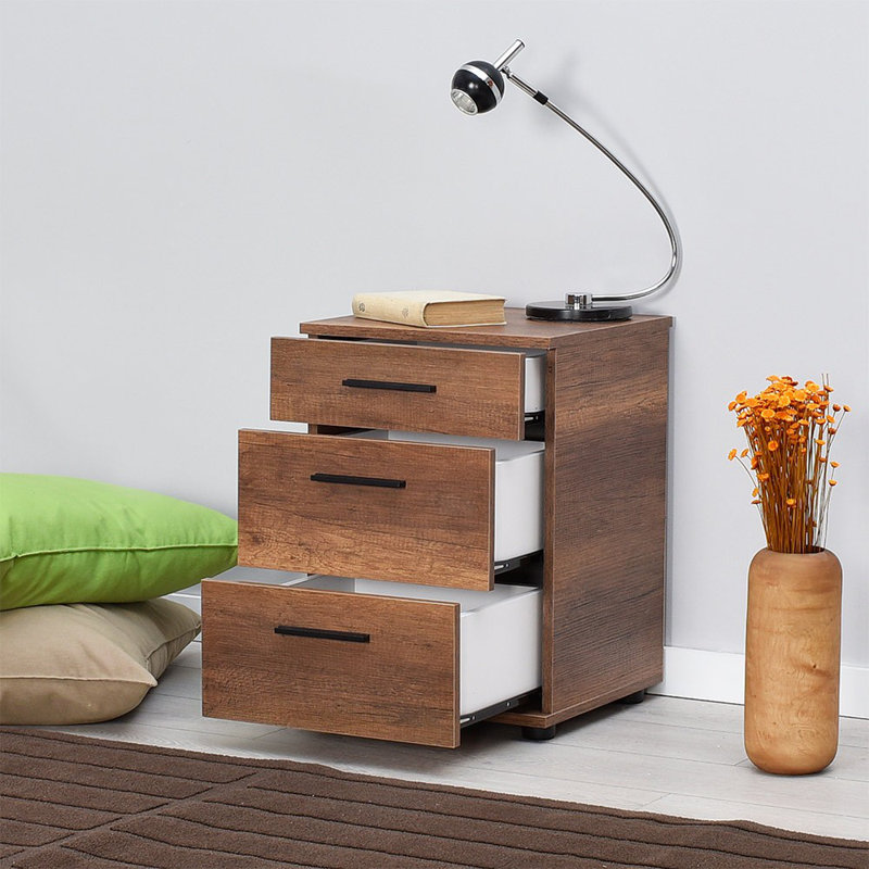 Table de chevet élégante | 100% panneau de particules enduit de mélamine, épaisseur: 0,6 pouce | Solution de rangement élégante pour chambre à coucher, design moderne avec finition durable