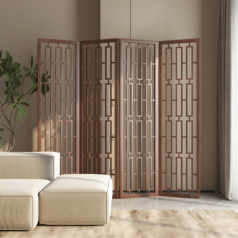 Paravent Vintage, H 74,8 po x l 94,49 po x P 1,57 po, Tanné