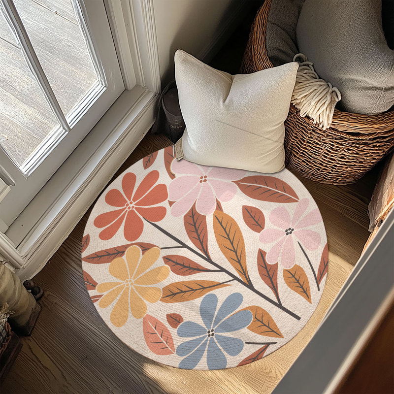 Watercolor Garden Braided Rug, Rond 5 pi