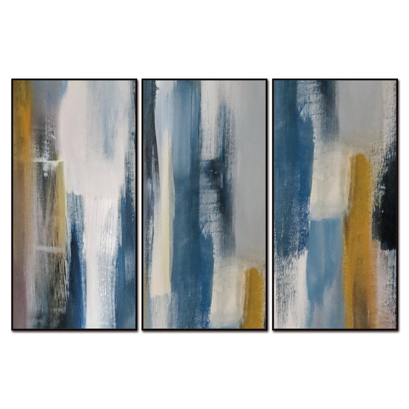 Indie - Ensemble de 3 peintures sur toiles encadrées