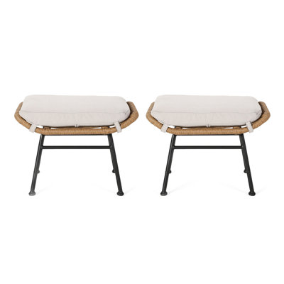 Fashionable Outdoor Versatile Seating - Beige + Brown, Iron & Plastic, Cushions, Multi-Purpose, Assembly Modern Steel Frame, Water- Cushions With Ties, Decoration