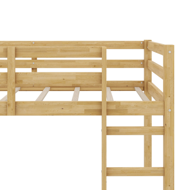 Twin Raised Loft Bed With Ladder, Natural