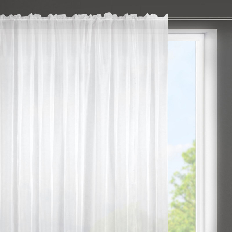Kashmier Sheer Curtain Single Panel, White, 150cm H x 350cm W