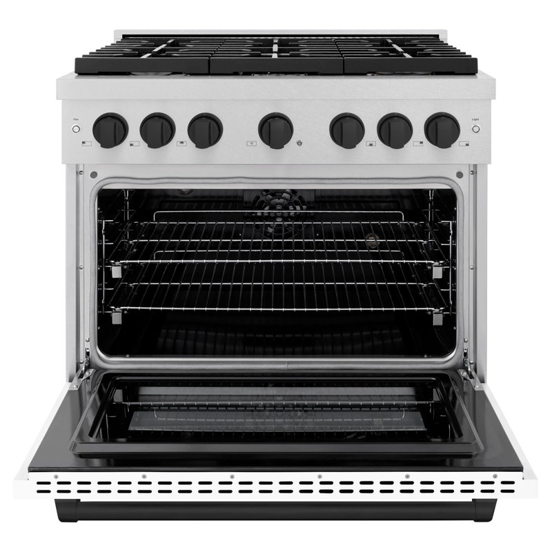 ZLINE Autograph 36" Paramount Dual Fuel DuraSnow® Range w/ White & Black Accents (SDRSZ-WM-36-MB), 4