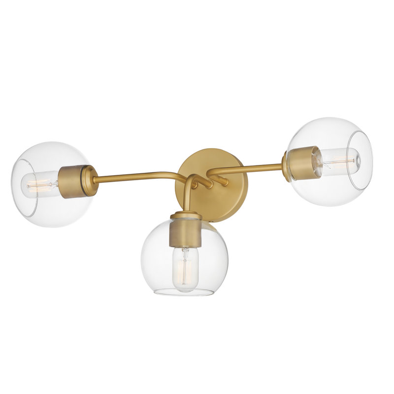 3 - Light Dimmable Vanity Light, Natural Aged Brass