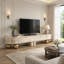 Faux Travertine Modern Coffee Table and TV Stand Set of 2 with Storage