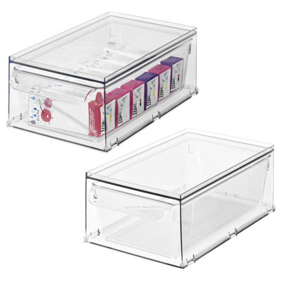 Tiroir de rangement de cuisine empilable iDesign - Bac coulissant coulissant pour réfrigérateur, garde-manger, sous-évier ou armoire