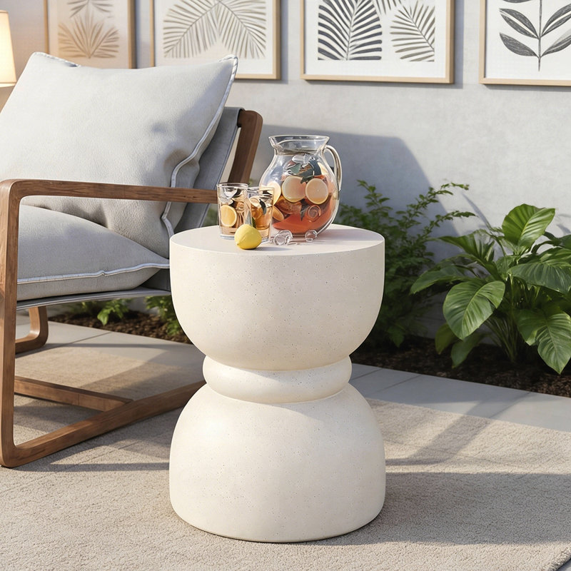 Table d'appoint élégante avec moulure en une pièce, MGO résistant aux intempéries et capacité de poids élevée pour une utilisation intérieure et extérieure