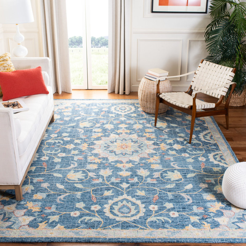 Tapis floral en laine touffeté à la main Luitpold, Rectangle 4 pi x 6 pi