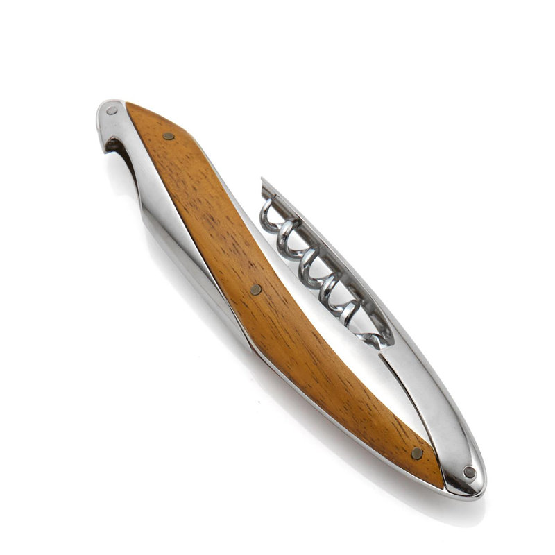 Stainless Steel and Acacia Wood Corkscrew Wine Opener
