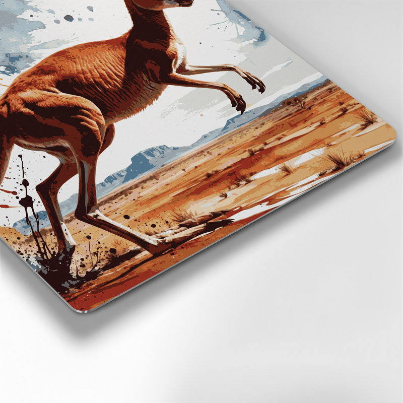 Faune, art mural brun en kangourou rouge, H 16 po x l 16 po