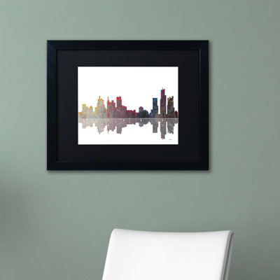 «Boston Massachusetts Skyline» par Marlene Watson, impression encadrée